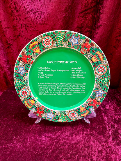 Vintage Christmas - Holiday Recipe Metal Cookie Trays - Gingerbread Men - House of Lloyd