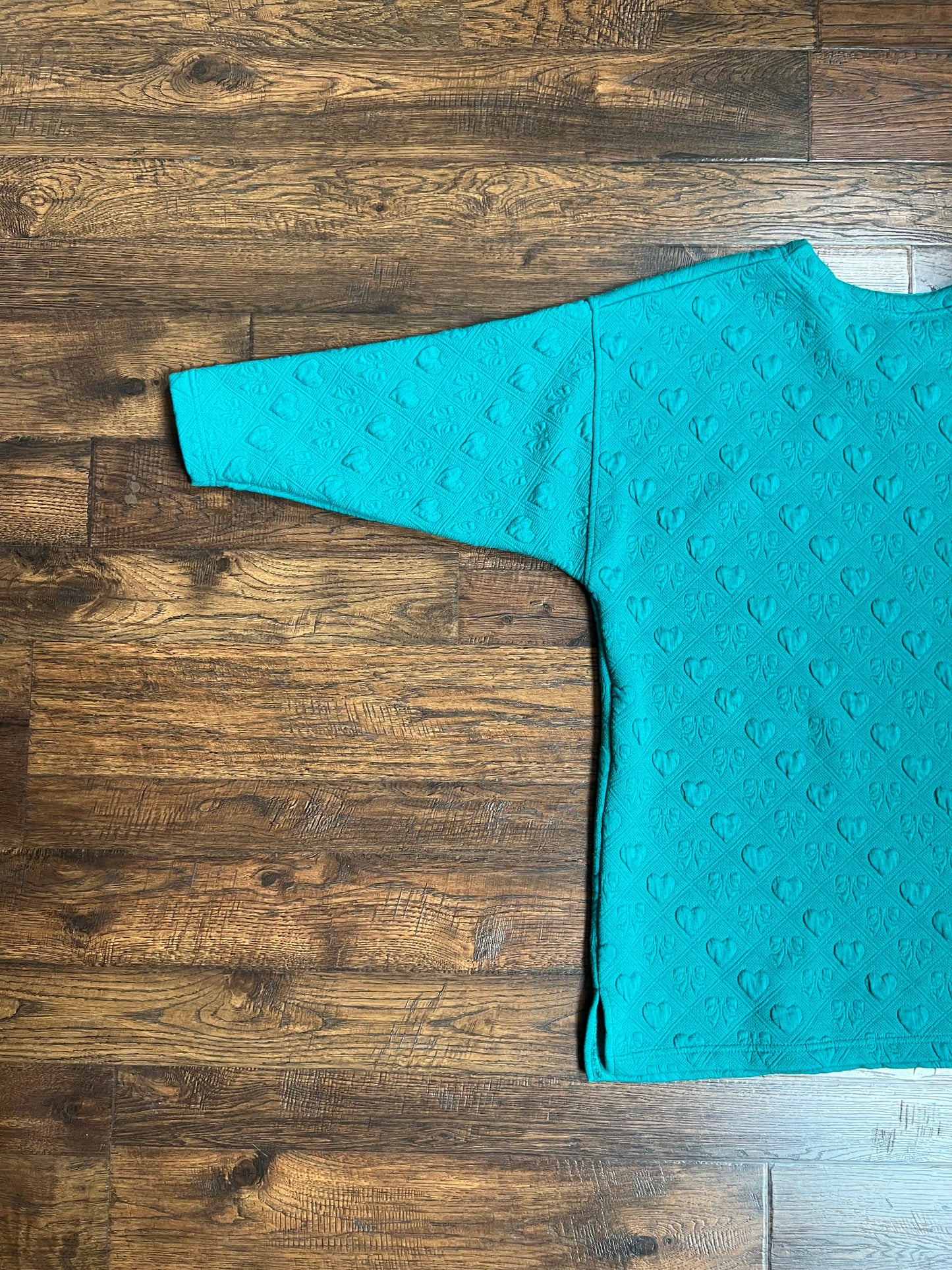 Vintage Clothing - Quilted Sweater - 3D Hearts & Bows - Green - Large - Michael Carrie