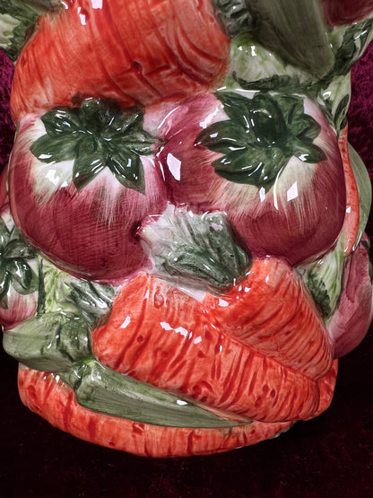 Vintage Ceramic Pitcher - Hand Painted 3D Vegetable Relief - World Bazaar Inc