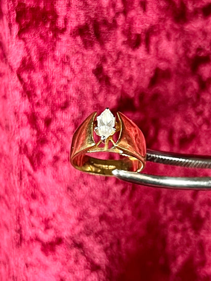 Vintage 14KT Gold Electroplate Cocktail Ring – Marquise Cut Cubic Zirconia - ESP - Size 7.5