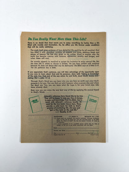 Vintage Ephemera - Religious Pamphlet - Is This All There Is For Life?
