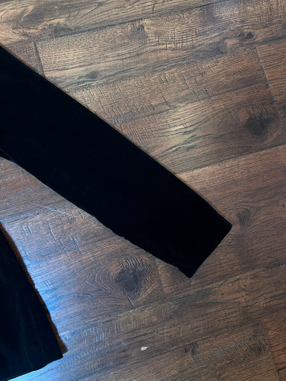 Vintage Paris Sport Club Cotton Velvet Utility Jacket - Black Fitted Snap Front - Medium