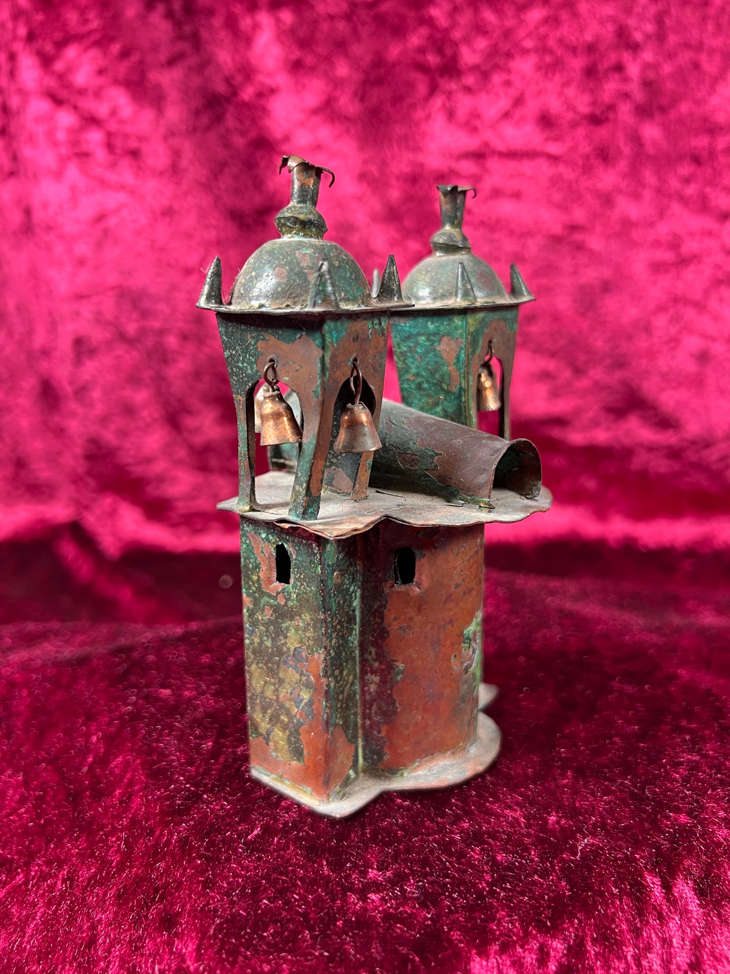 Vintage Religio - Miniature Ayacucho Church with Bells - Copper