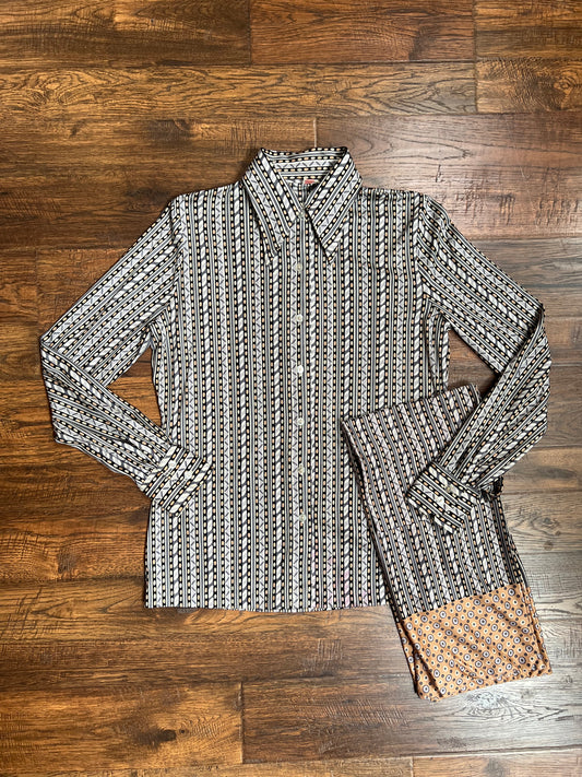 Vintage Clothing - 70’s Disco Shirt and Matching Scarf - Multicolor Pattern - Small