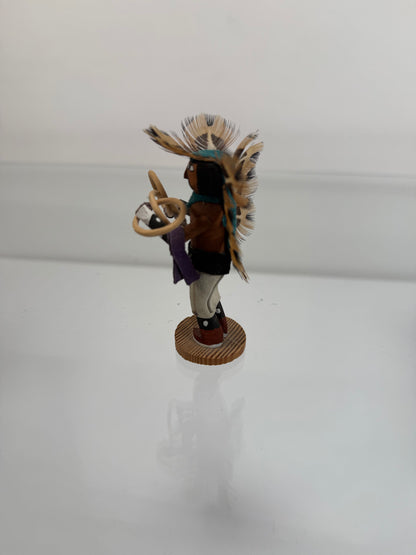 Vintage Kachina Doll - 3.5" Tall Navajo Miniature - Hand Painted Hoop Dancer