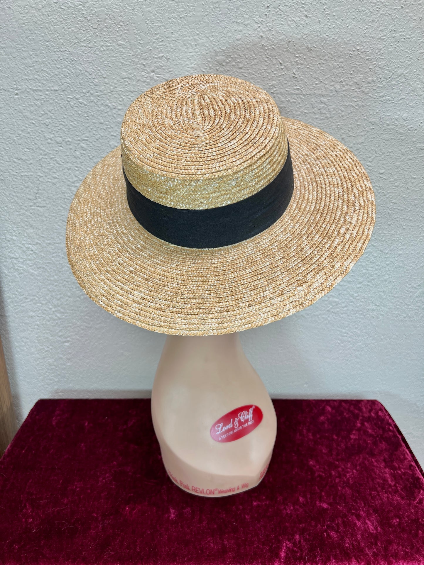 Vintage Accessories - Straw Sun Hat - Black Bow - Medium - Scala