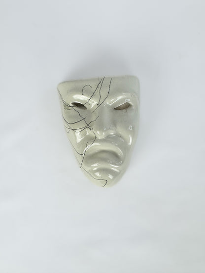 Vintage Drama Face Venetian Mask Style Ceramic Wall Pocket - 5"