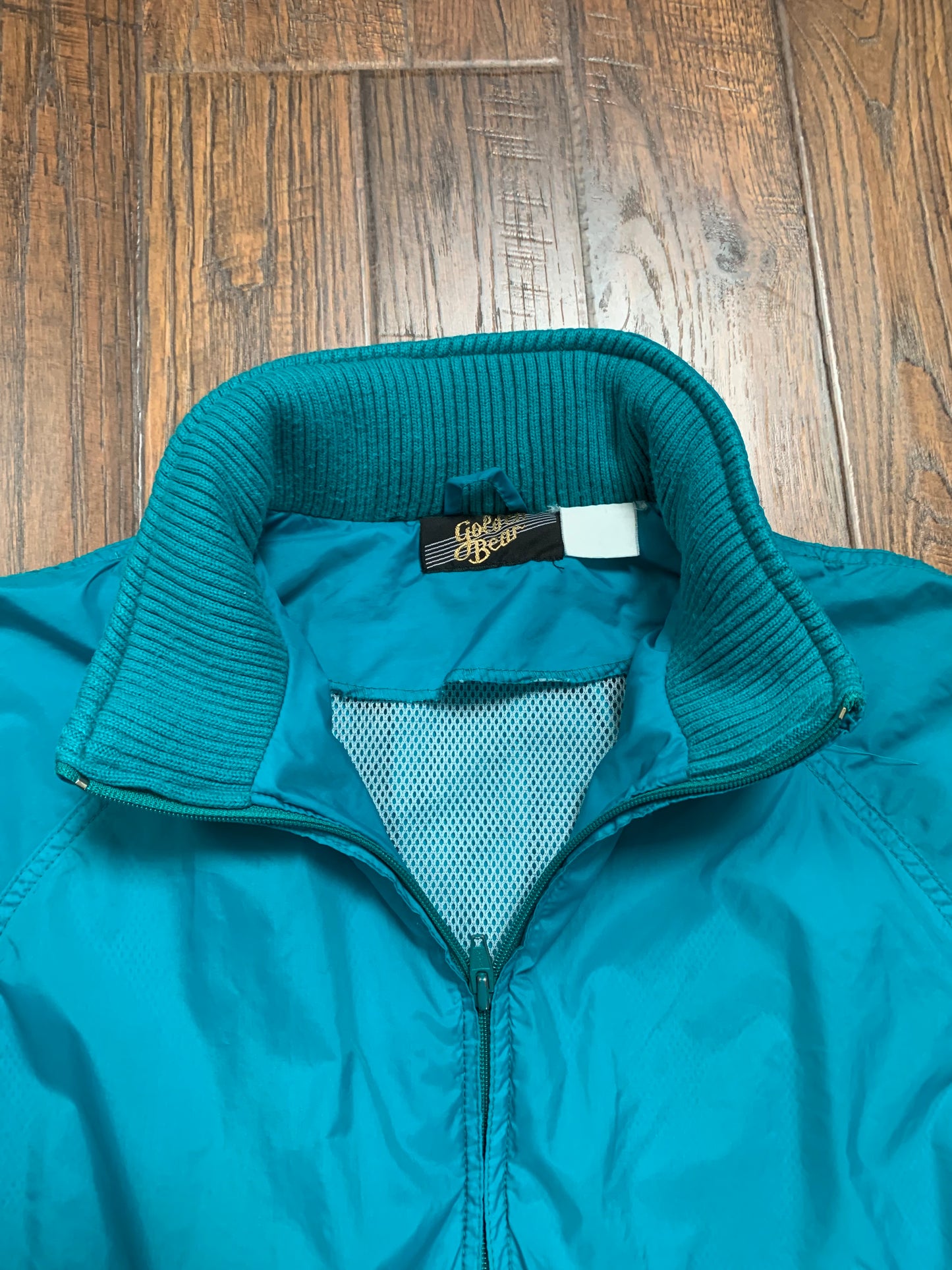 Vintage Clothing - Full Zip Windbreaker Jacket - Teal - Golden Bear - Large