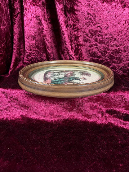 Vintage Oval Wood Framed Print - La Mode Illustrée Victorian Fashion Portrait