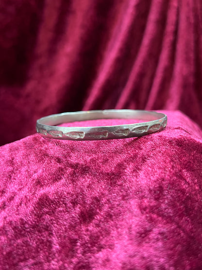 Vintage Jewelry - Bangle Bracelet - 925 Sterling Silver - Stamped Eagles - Mexico