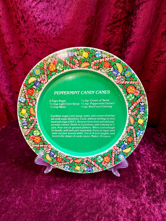 Vintage Christmas - Holiday Recipe Metal Cookie Trays - Peppermint Candy Canes - House of Lloyd
