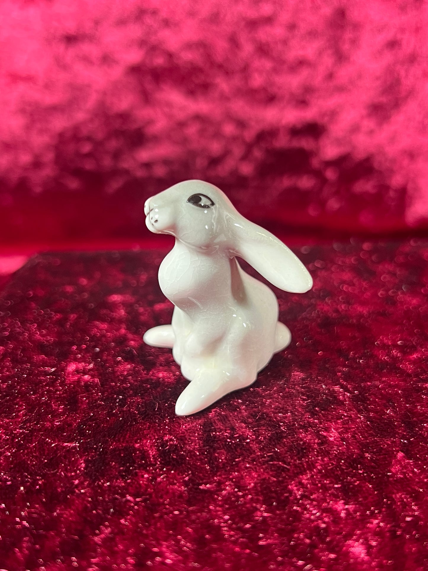 Vintage Figurine - Porcelain Miniature - Grey and White Floppy Bunny