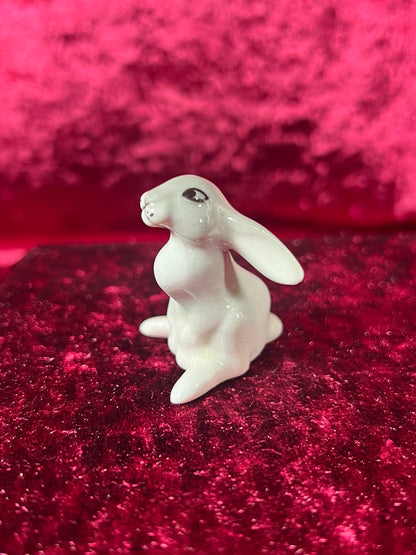 Vintage Figurine - Porcelain Miniature - Grey and White Floppy Bunny