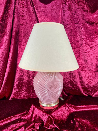 Vintage Lighting - Tabletop Lamp - 1980s Art Deco Revival - Mauve Shell