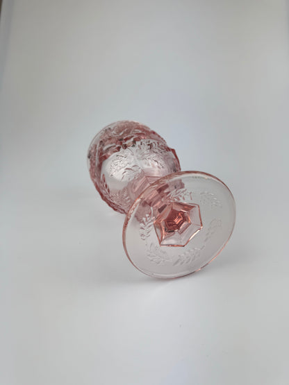 Vintage Madonna Inn Water Goblet - Pink Wild Roses - LG Wright Fenton