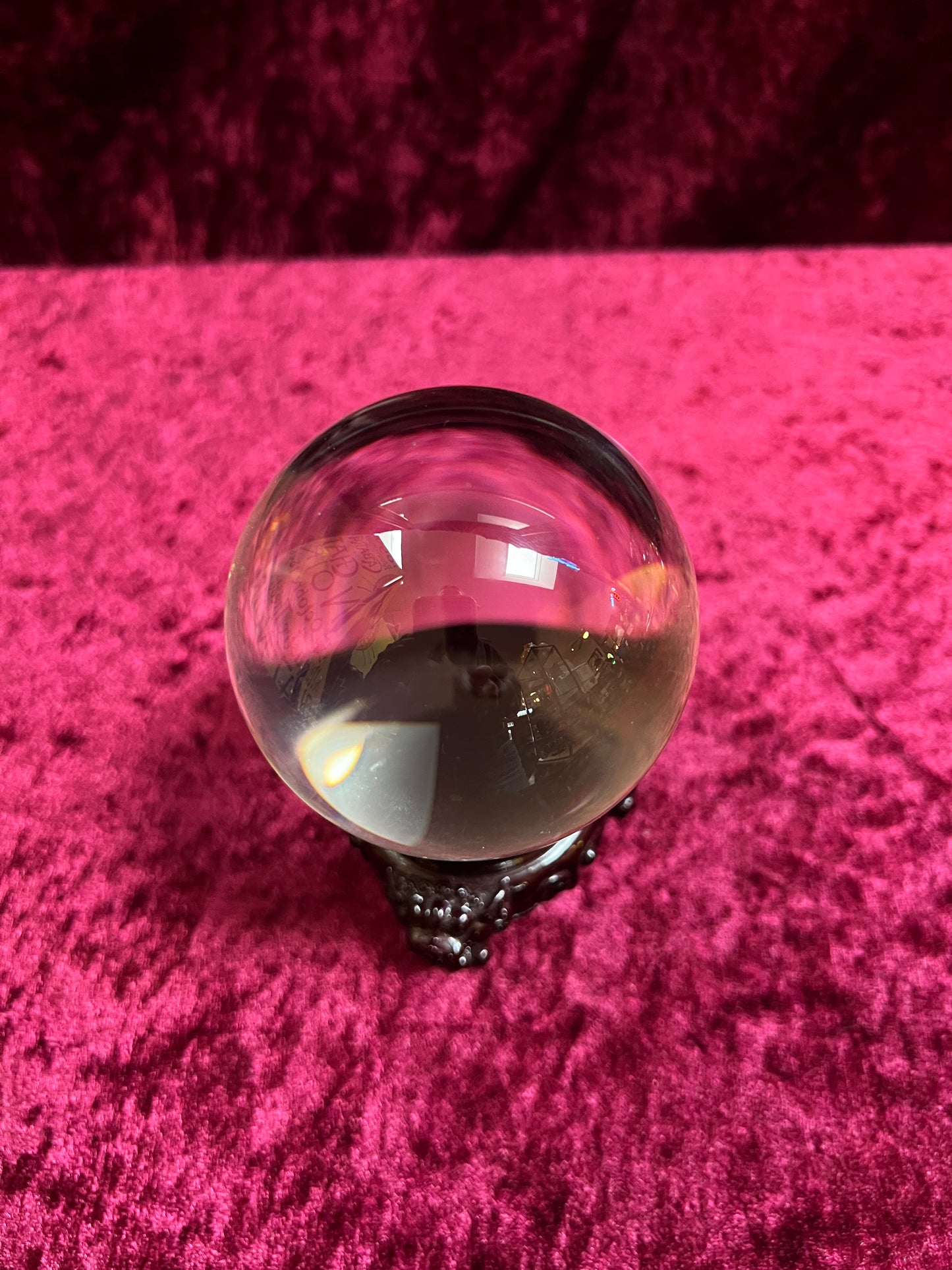 Vintage Curiosities - Crystal Ball with Carved Wood Dragon Head Stand - Medium