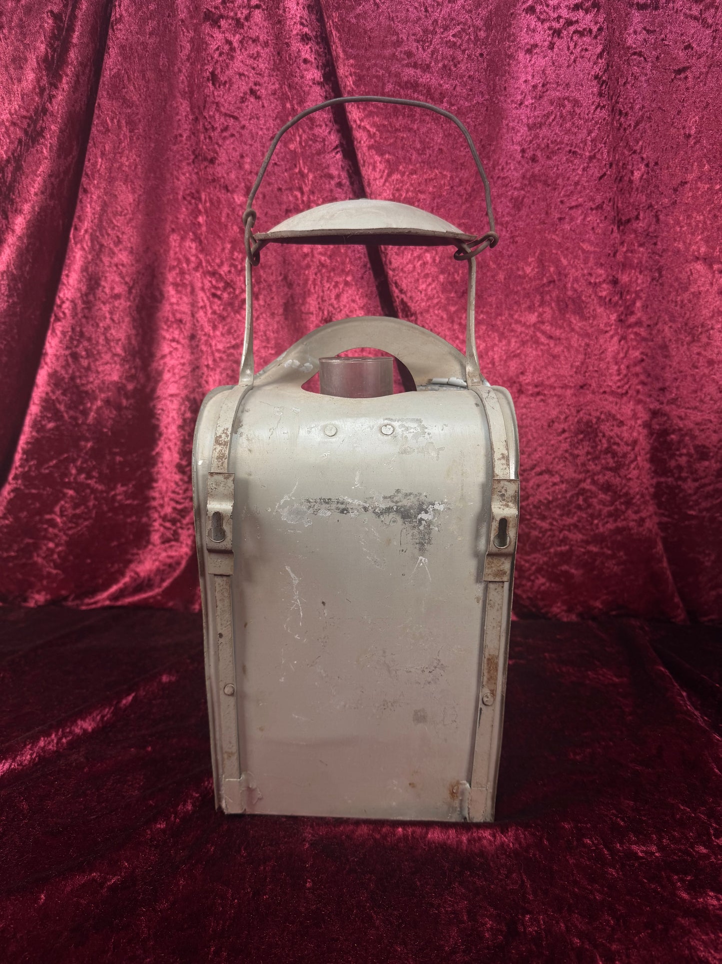 Antique Metal Railroad Wall Mount Oil Lantern – Gray Hurricane Lamp Glass Chimney - Eagle