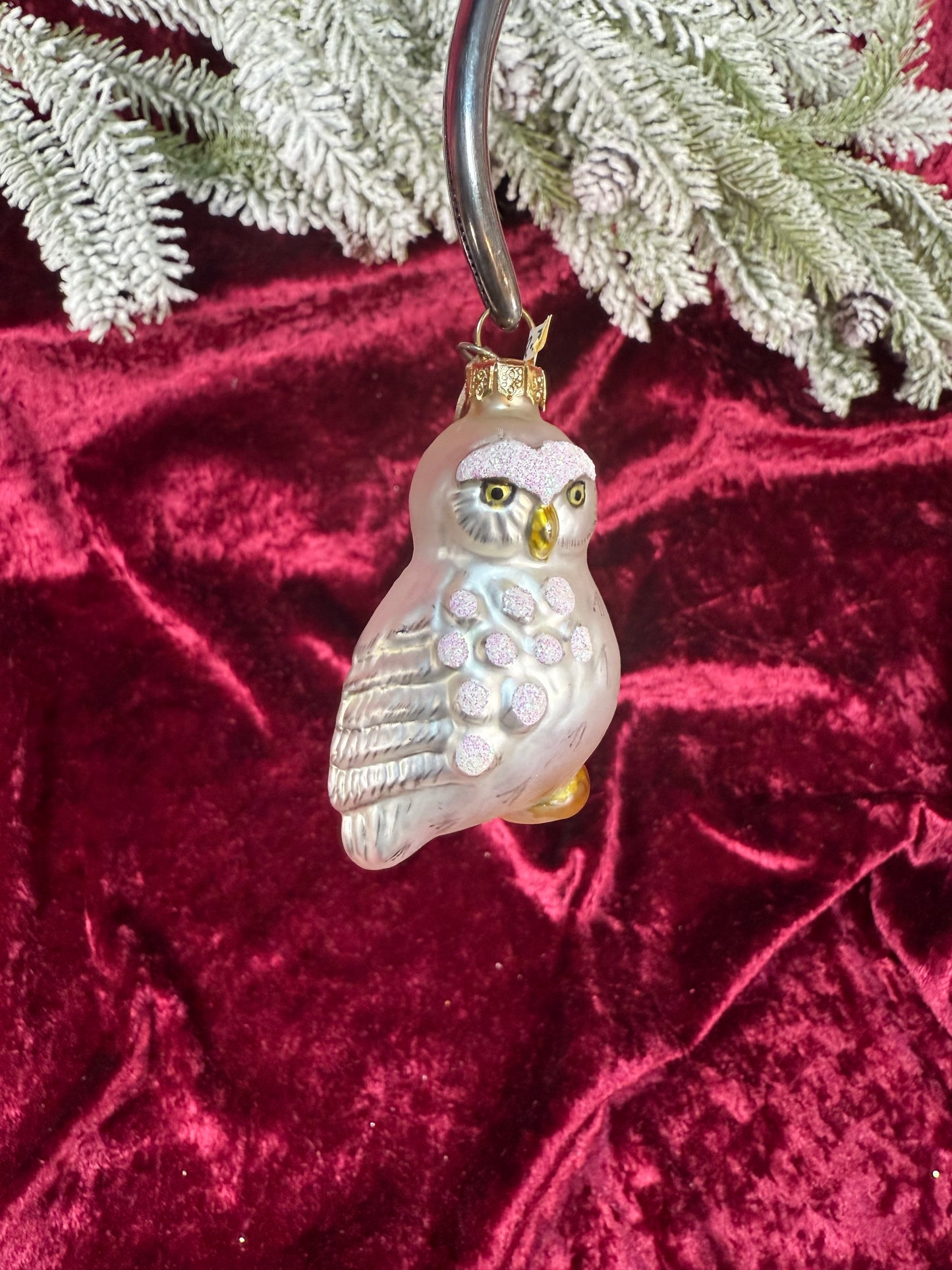 Vintage Christmas - Handblown Glass Ornament - Snow Owl - Department 56