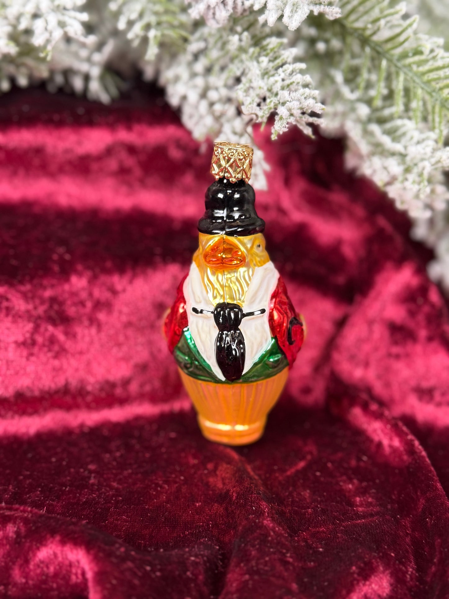 Vintage Christmas - Handblown Glass Ornament - Yellow Bird In Suit - Inge Glas - Made In Germany