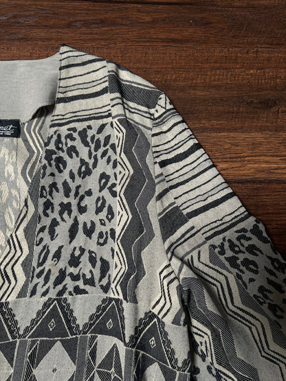 Vintage Signet Acetate Rayon Lightweight Jacket – Geometric Animal Print – Medium