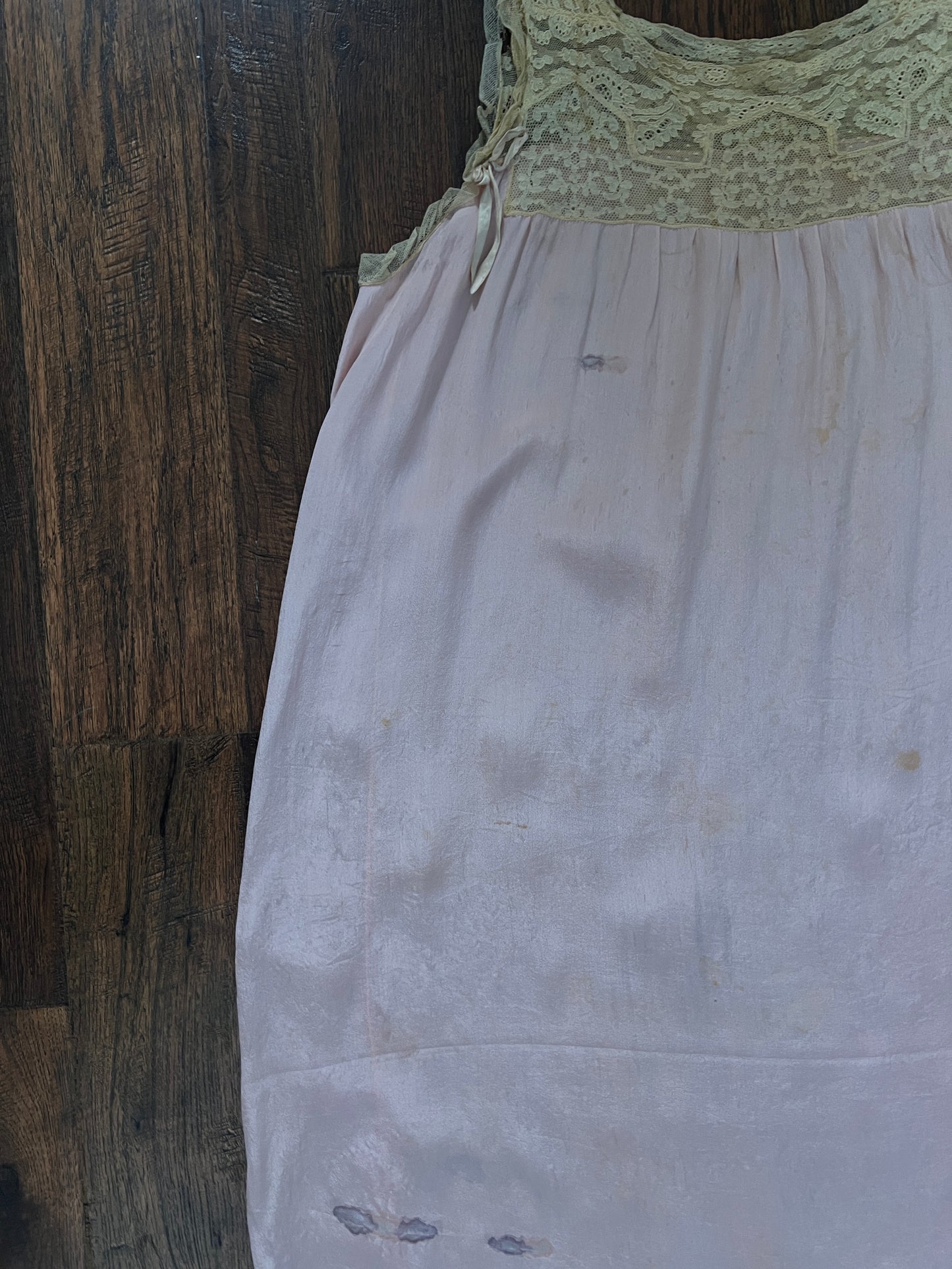 Vintage 1940s Pink Shift Nightgown - Sleeveless Lace Trim Slip Dress - Medium