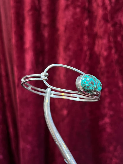 Vintage Jewelry - Cuff Bracelet - Silver - Jasper Center Stone