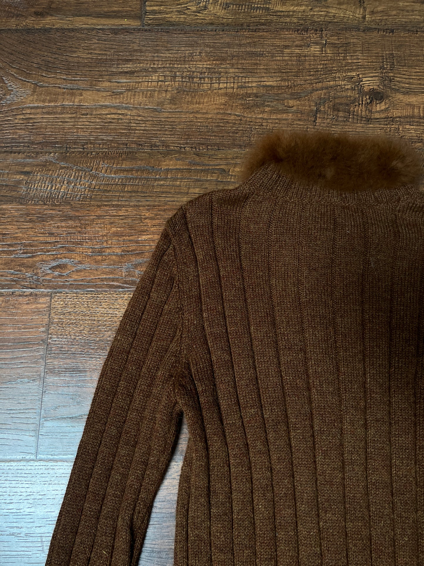 Vintage Inca Fashions Knit Sweater — Baby Alpaca Fur Collar Zip Front - Size Small
