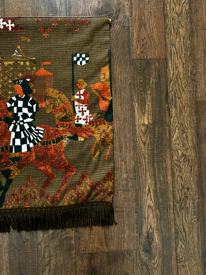 Vintage Woven Medieval Tapestry Wall Hanging - Atournament Tibor Reich Fringe Textile
