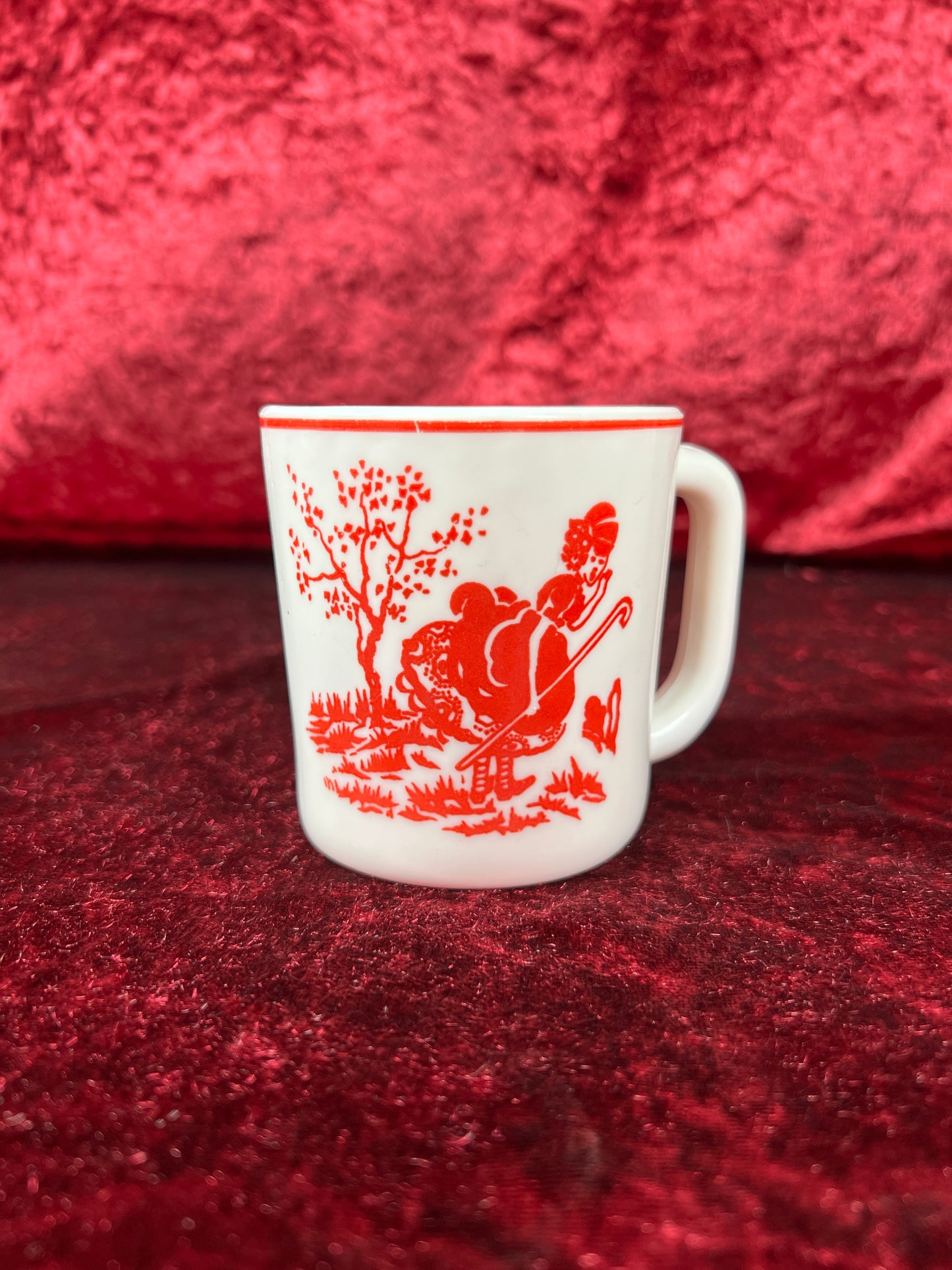 Vintage Kitchen - 1950s Children's Mug and Divided Plate Set - Ceramic - Little Bo Peep - Fire King