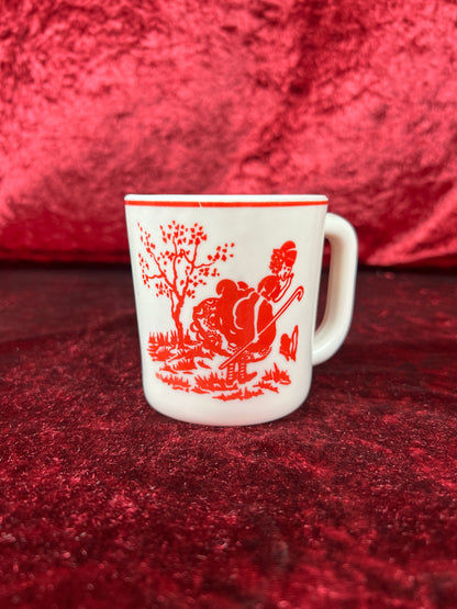 Vintage Kitchen - 1950s Children's Mug and Divided Plate Set - Ceramic - Little Bo Peep - Fire King