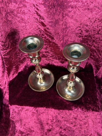 Vintage Brass Candlestick Holders – Heavy Elegant Pair
