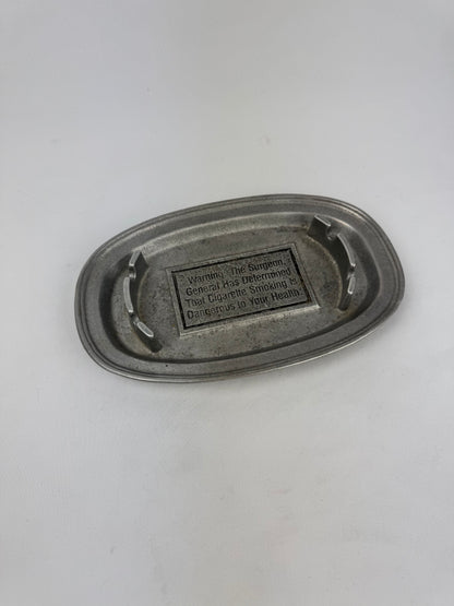 Vintage Oneida Cambridge Colonial Pewter Ashtray 1970s Surgeon General Warning