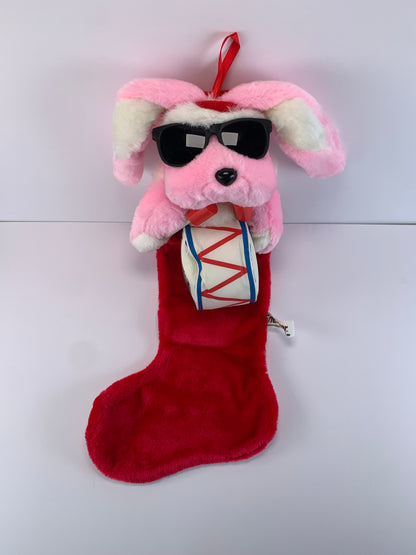 Vintage Christmas Decor - Energizer Buny Stocking - Pink Bunny Plush - 1993