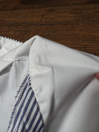 Vintage Christian Dior Monsieur Cotton Blend Pajama Shirt - Blue Pinstripe Top - X-Large