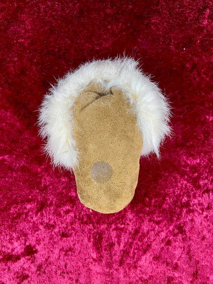 Vintage Souvenir Doll – Baby In Leather Moccasin with Rabbit Fur Trim