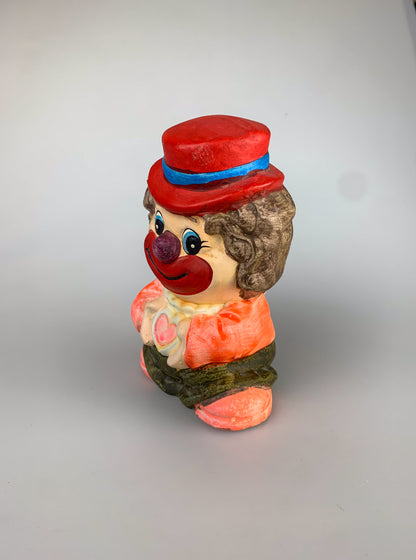 Vintage Chalkware Smiling Clown Coin Bank - Made In Taiwan