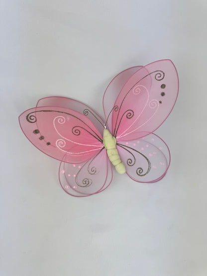 Vintage Nylon Butterfly - Medium - Pink, Gold, and Cream