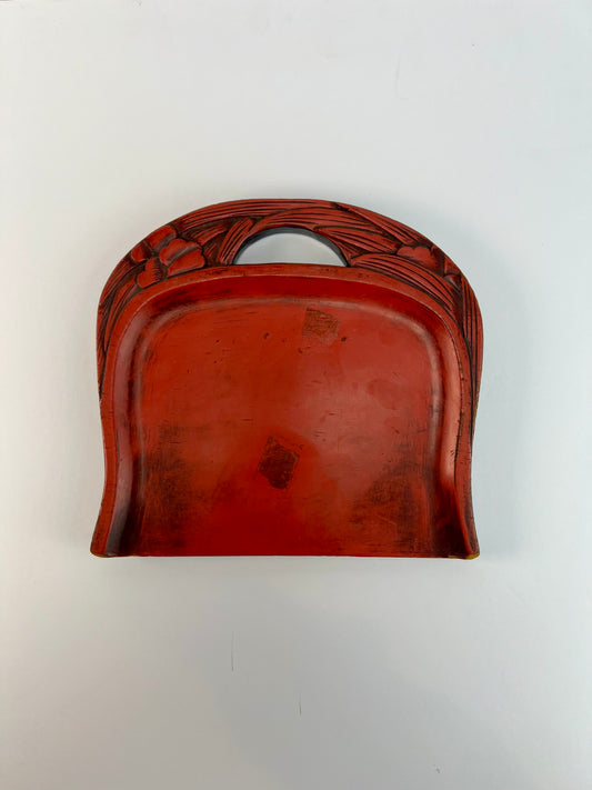 Vintage Home Decor - Crumb Catcher Pan - Carved Wood - Red