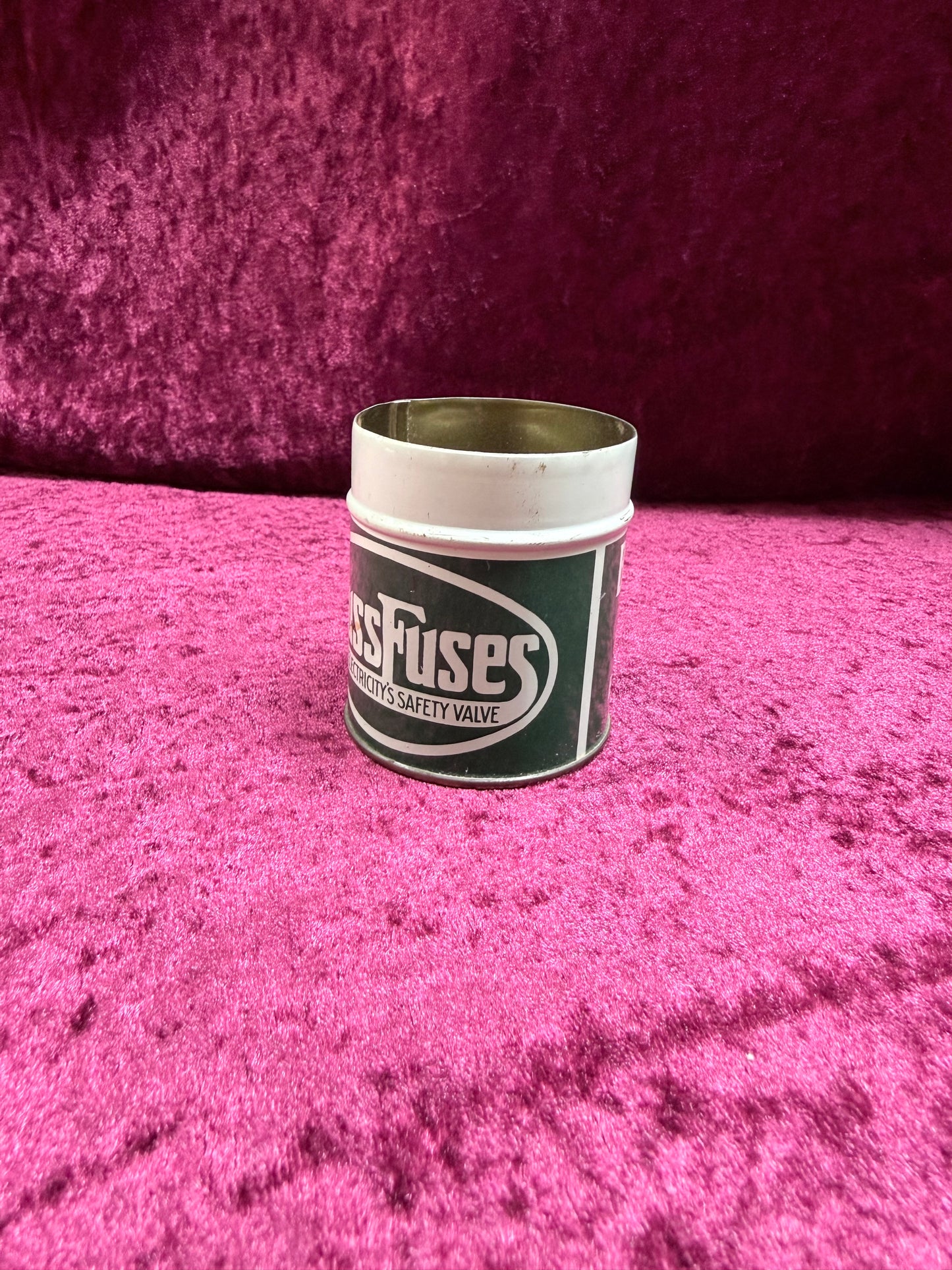 Vintage Bussmann Metal Fuse Wire Tin - 1 Amp Buss Fuses Advertising Can