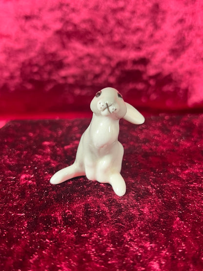 Vintage Figurine - Porcelain Miniature - Grey and White Floppy Bunny
