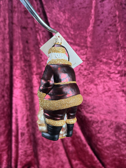 Vintage Christmas - Handblown Glass Ornament - Red Santa Claus with Toy Sack - Patricia Breen - Poland