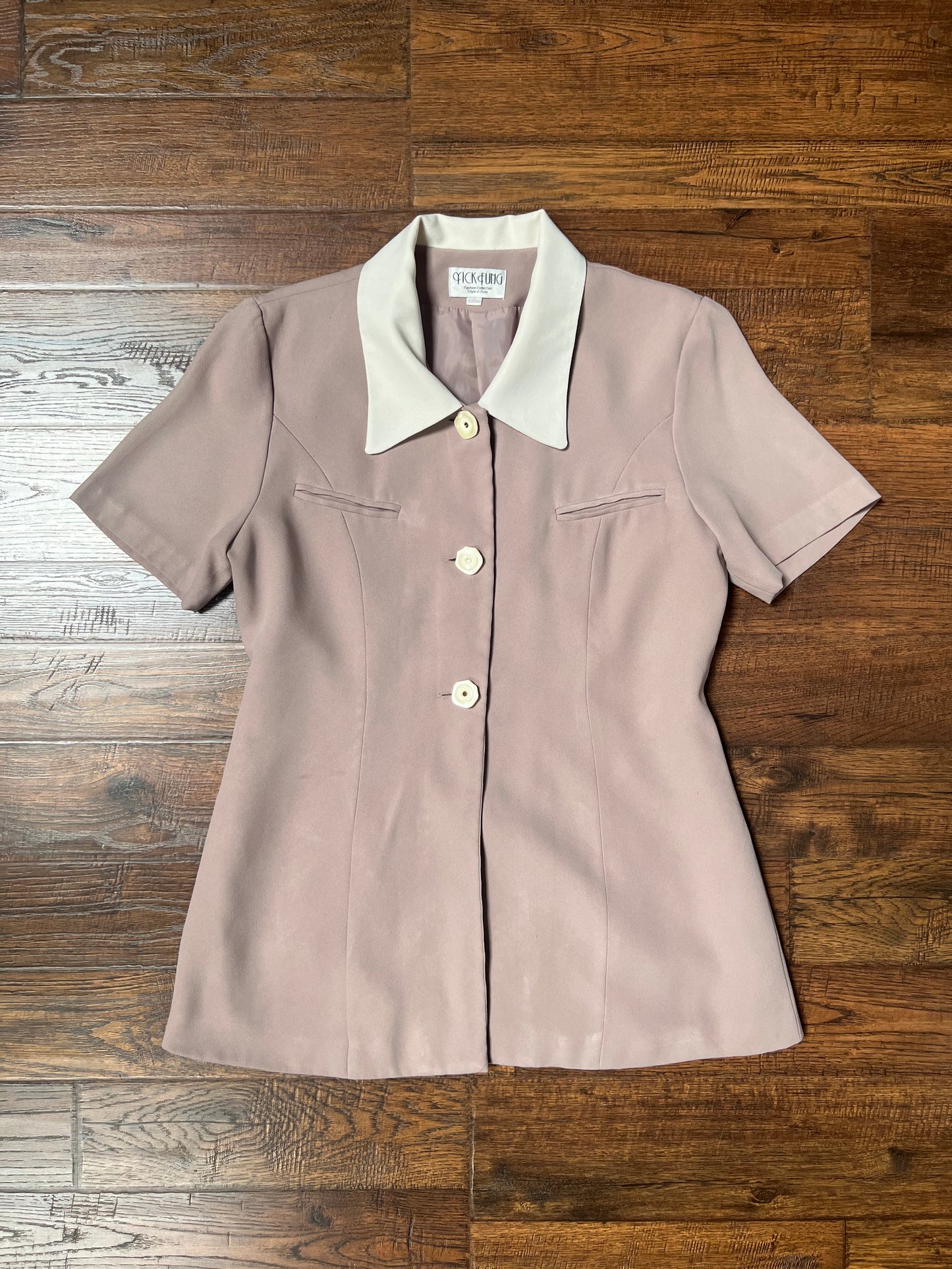 Vintage Clothing - Uniform Shirt Blouse - Grey Purple - Medium - Yick Fung