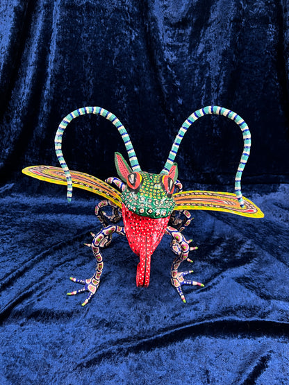 Vintage Paper Mache Alebrije Sculpture – Fantastical Winged Lizard Folk Art