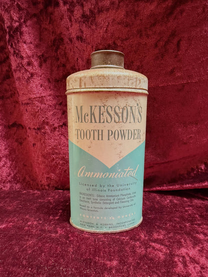 Vintage Medicine Cabinet - Metal Tin - McKesson’s Tooth Powder - Ammoniated
