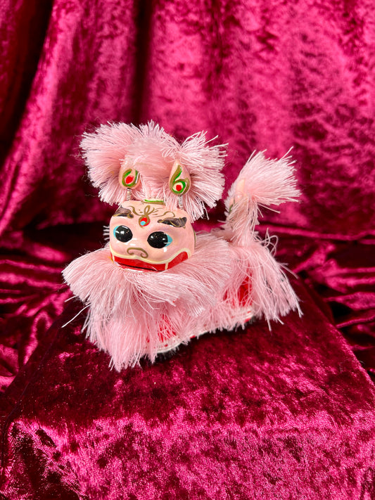 Vintage Figurine - Miniature Traditional Chinese Lion - Pink - Made In China