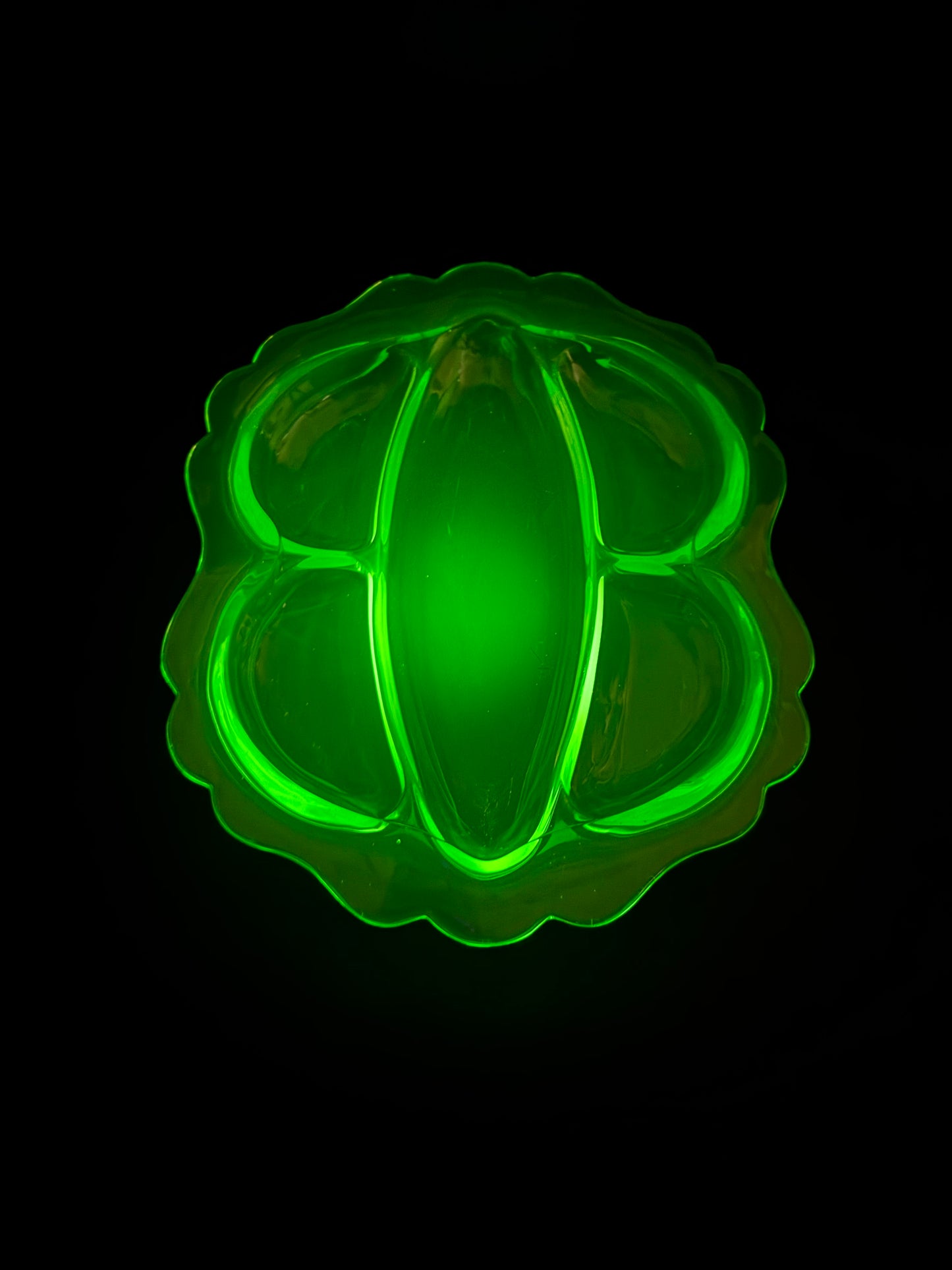 Vintage Uranium Glass - Heavy Divided Condiment Dish