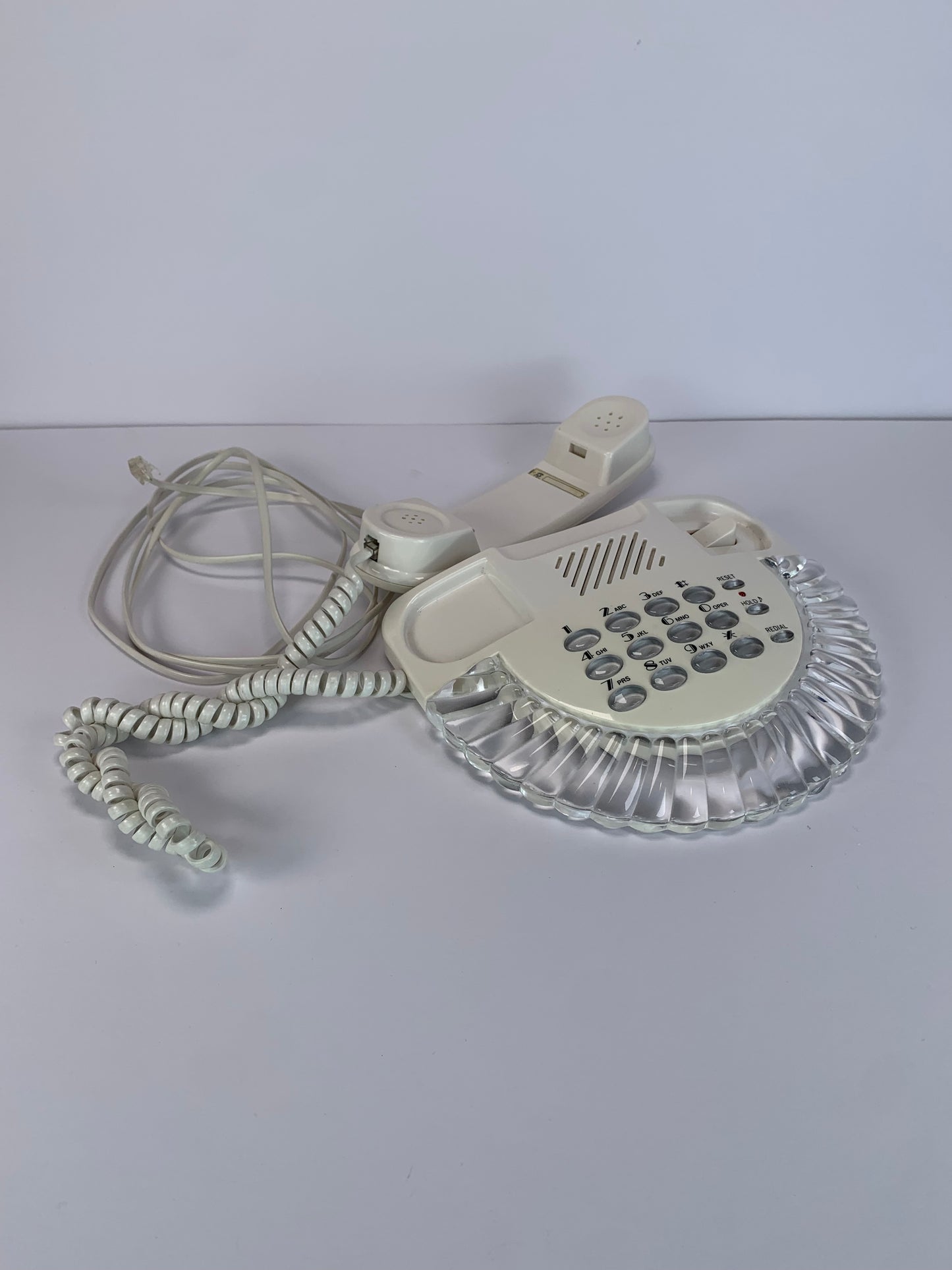 Vintage Phone - Columbia Lucite Clam Shell Neon Light Up Phone - White