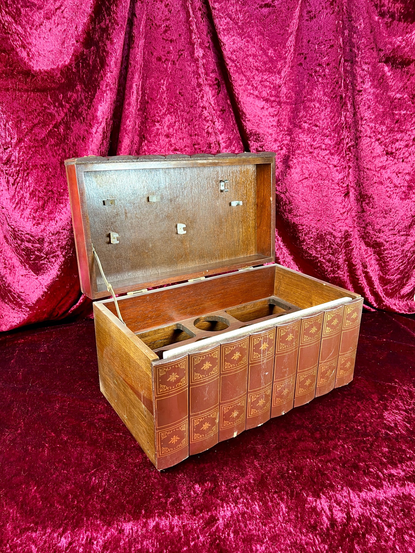 Vintage Barware - Mid Century Hidden Leather Bound Book Bar - World's Greatest Books - Japan