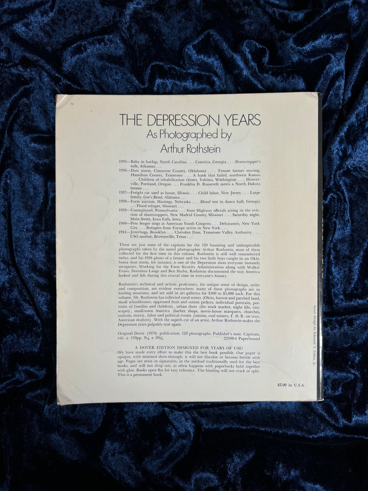 Vintage The Depression Years by Arthur Rothstein - 1978 Photography Book