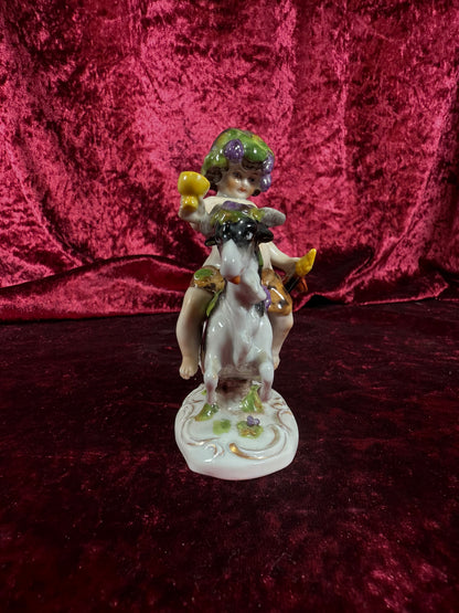 Vintage Porcelain Figure - Felix Zeh - Bacchus on Goat